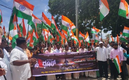 ಪಾಕ್ ವಿರುದ್ಧ 'ಆಪರೇಷನ್ ಸಿಂಧೂರ' ಕಾರ್ಯಚರಣೆ ಬಿಜೆಪಿಯಿಂದ ತಿರಂಗ ಯಾತ್ರೆ
