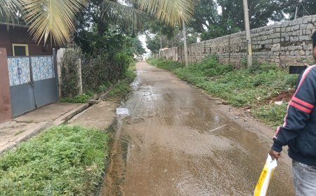 ಕೆಜಿಎಫ್ ಹೊಸ ಡಿಪೋ ಹಿಂಭಾಗದಲ್ಲಿ ಚರಂಡಿ ನೀರು ರಸ್ತೆಯಲ್ಲಿ ಹರಿಯುತ್ತಿರುವುದು