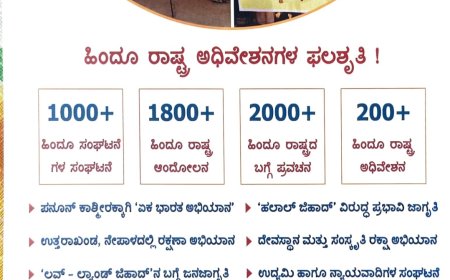 ಬೆಂಗಳೂರಿನಲ್ಲಿ 300 ಕ್ಕೂ ಹೆಚ್ಚು ಹಿಂದೂ ಸಂಘಟನೆಗಳ ಪ್ರಮುಖರ ಹಿಂದೂ‌ ರಾಷ್ಟ್ರ ಅಧಿವೇಶನ ! 