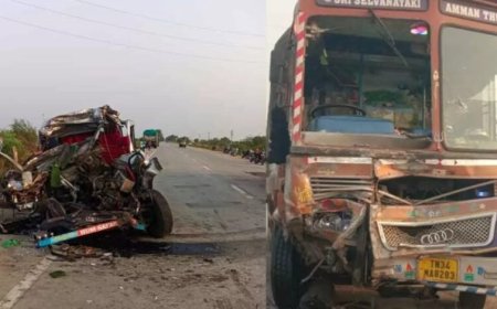 ಕ್ರೂಸರ್-ಲಾರಿ ಮುಖಾಮುಖಿ ಡಿಕ್ಕಿ|ಒಂದೇ ಕುಟುಂಬದ ಐವರು ಸ್ಥಳದಲ್ಲೇ ಸಾವು