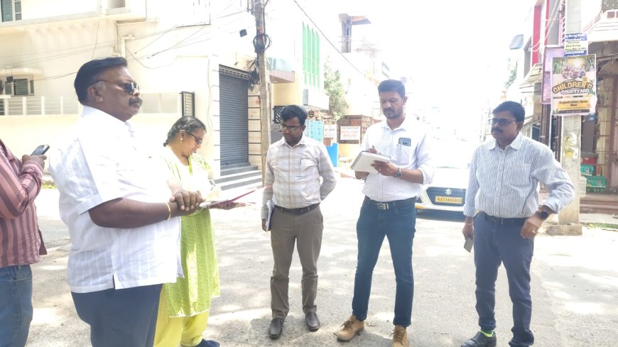 ಕೆಜಿಎಫ್ ನಗರದಲ್ಲಿ ಕಳಪೆ ಗುಣಮಟ್ಟದ ರಸ್ತೆ ಕಾಮಗಾರಿ ಪರಿಶೀಲಿಸಿದ ಅಧಿಕಾರಿಗಳು: